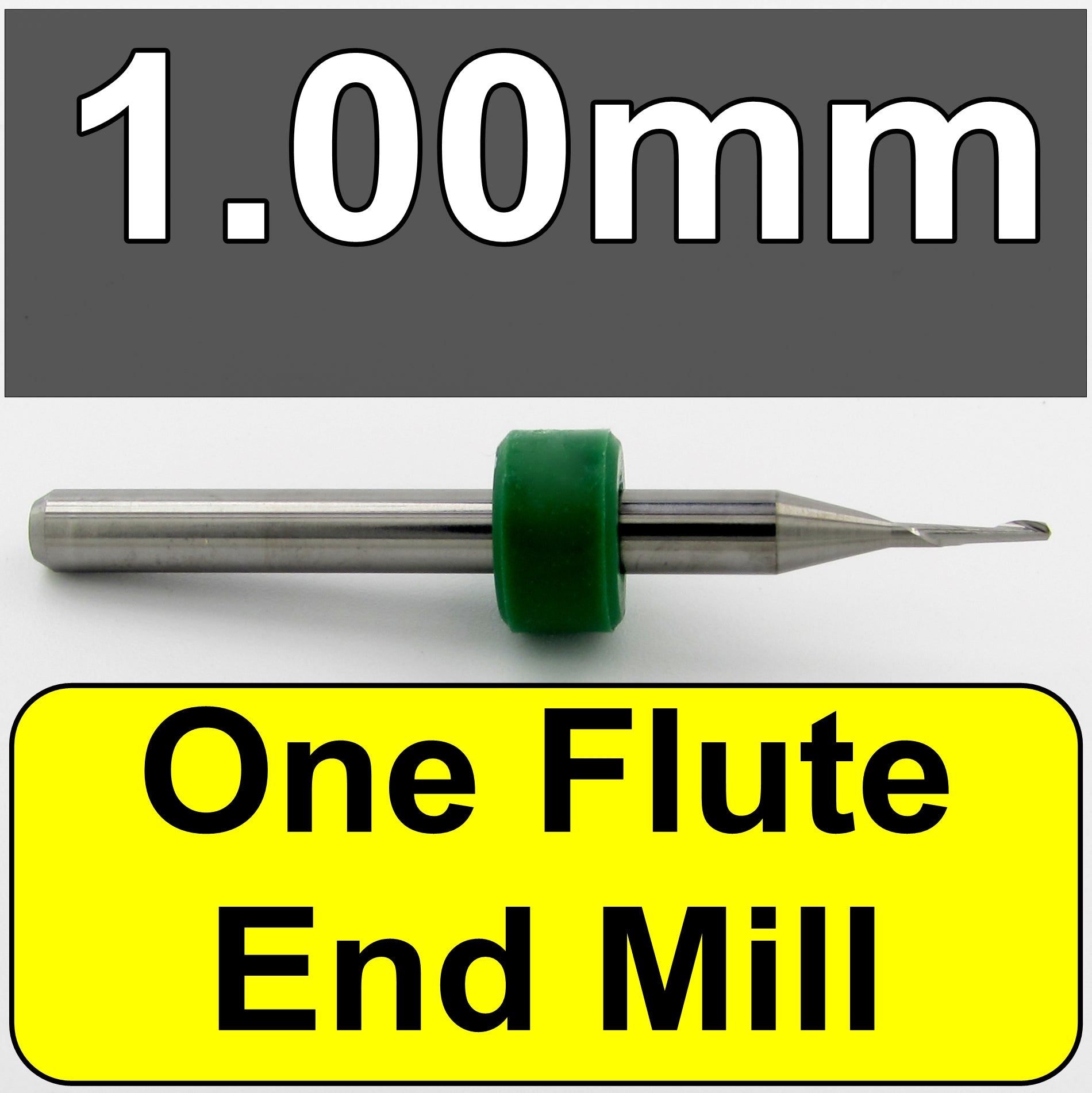 .0394" 1.00mm Single Flute Drill Point End Mill For - Plastic - Aluminum - Soft Materials