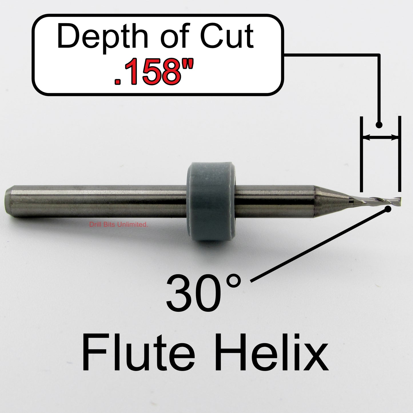 .0354" 0.90mm x .120" LOC Two Flute UP Cut Carbide End Mill Square End - Made in U.S.A. M205
