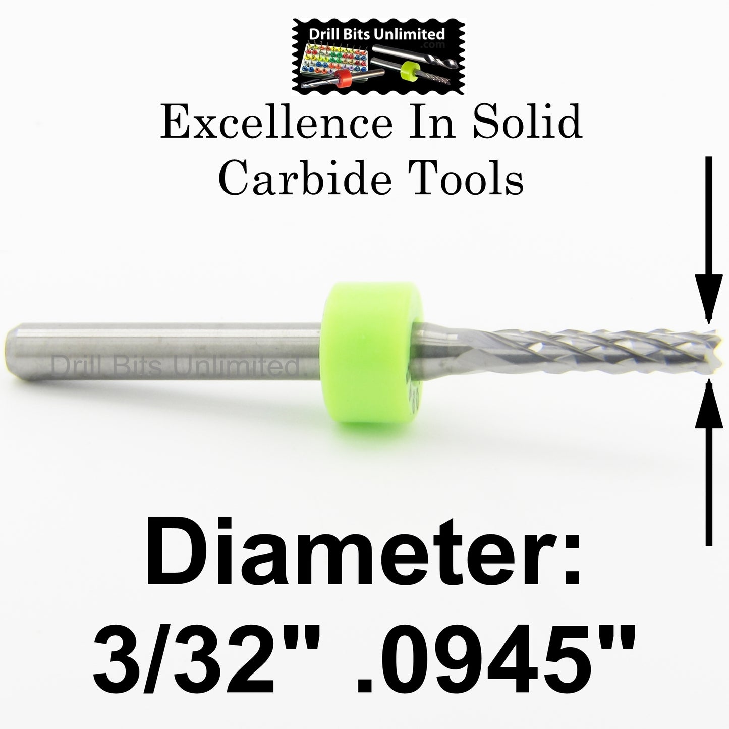 3/32"  2.40mm  x .394" LOC - Diamond Pattern Carbide Router Bit - Fish Tail Tip R139