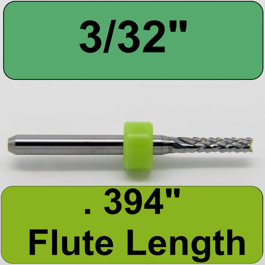 3/32"  2.40mm  x .394" LOC - Diamond Pattern Carbide Router Bit - Fish Tail Tip R139